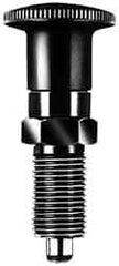 KIPP - 1/2-13, 17mm Thread Length, 6mm Plunger Diam, Lockout Knob Handle Indexing Plunger - Plunger Style D, 20mm Body Length, 56mm OAL, Steel - Americas Industrial Supply