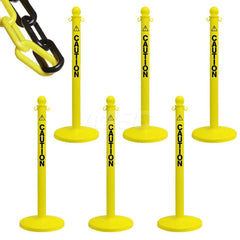 Barrier Rope & Chain; Type: Stanchion with Caution Label & Chain Kit; Material: Plastic; Color: Yellow; Rope/Chain Material: Plastic; Hook Fitting Material: None; Snap End Material: None; Color: Yellow; Length (Feet): 50.00; 50.000; Overall Length: 50.00