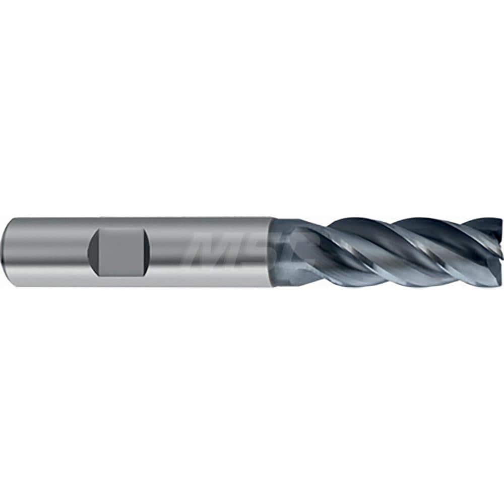 Square End Mill: 21mm LOC, 8mm Shank Dia, 63mm OAL, 4 Flutes, Solid Carbide Single End, AlCrN Finish, Helical Flute, Variable Helix, Centercutting, RH Cut, RH Flute, Series 6479