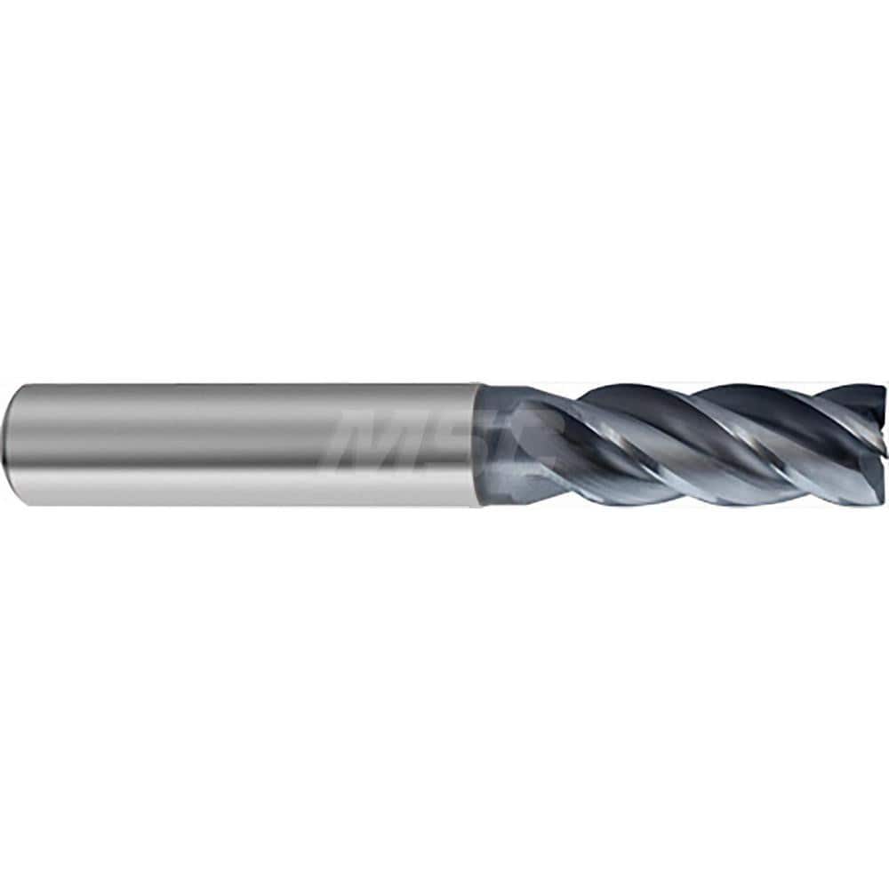 Square End Mill: 7/16'' Dia, 1'' LOC, 7/16'' Shank Dia, 2-3/4'' OAL, 4 Flutes, Solid Carbide Single End, AlCrN Finish, Helical Flute, Variable Helix, Centercutting, RH Cut, RH Flute, Series 6484