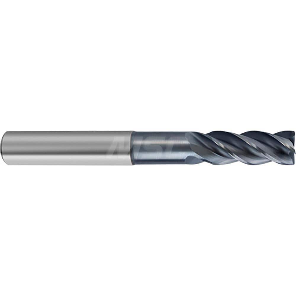 Square End Mill: 21mm LOC, 8mm Shank Dia, 80mm OAL, 4 Flutes, Solid Carbide Single End, AlCrN Finish, Helical Flute, Variable Helix, Centercutting, RH Cut, RH Flute, Series 6480