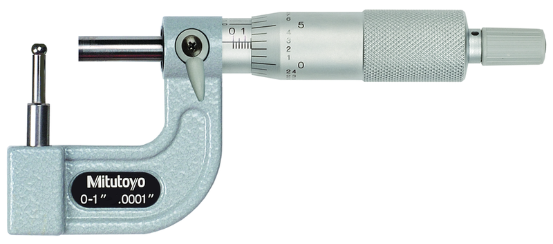 0 - 1'' Measuring Range - .0001 Graduation - Ratchet Thimble - Carbide Face - Tubing Micrometer - Americas Industrial Supply