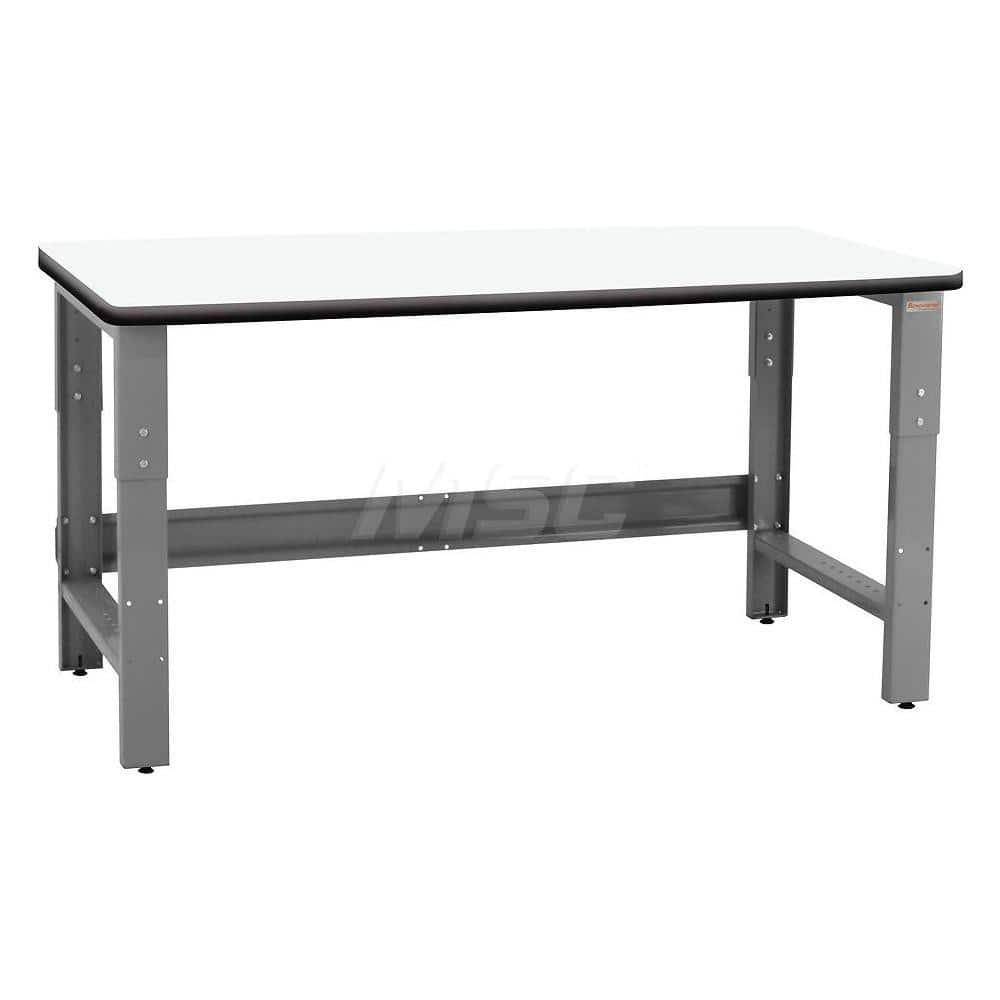 Stationary Work Bench: 96″ Wide, 30″ Deep, 36″ High, Gray & White 1,200 lb Capacity