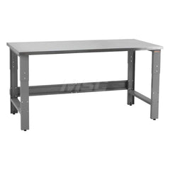 Stationary Work Bench: 96″ Wide, 24″ Deep, 36″ High, Gray 1,200 lb Capacity