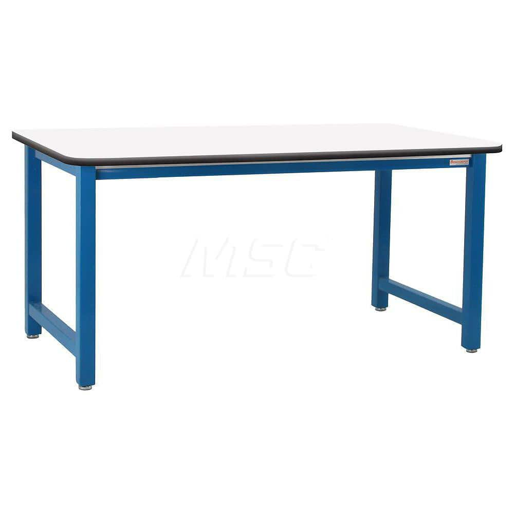 Stationary Work Bench: 48″ Wide, 30″ Deep, 34″ High, Light Blue & White 6,600 lb Capacity