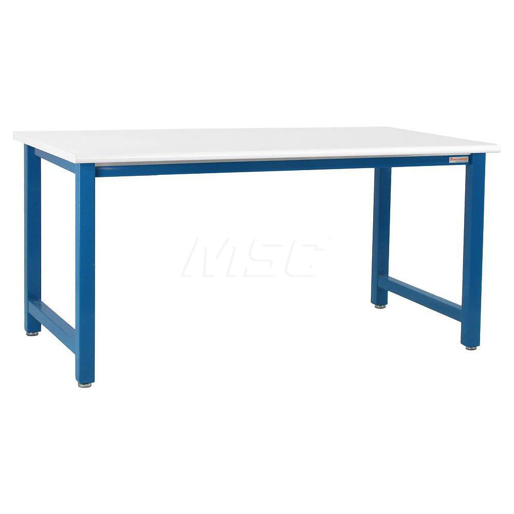 Stationary Work Bench: 30″ Wide, 30″ Deep, 34″ High, Light Blue & White 6,600 lb Capacity