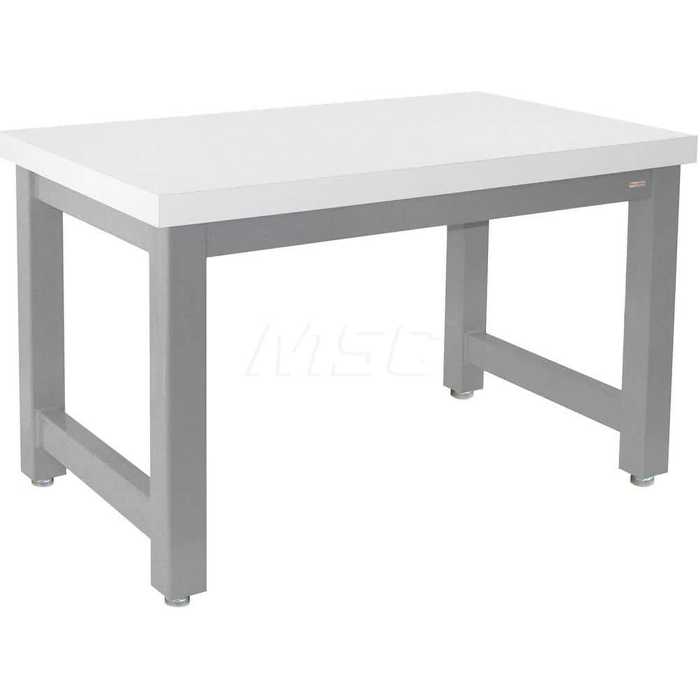 Stationary Work Bench: 34″ Wide, 34″ Deep, 34″ High, Gray & White 20,000 lb Capacity