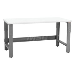 Stationary Work Bench: 60″ Wide, 30″ Deep, 36″ High, Gray & White 1,200 lb Capacity