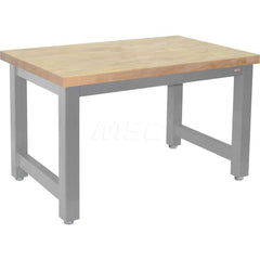 Stationary Work Bench: 60″ Wide, 36″ Deep, 34″ High, Gray 20,000 lb Capacity