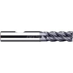 Square End Mill: 3/8'' Dia, 3/4'' LOC, 3/8'' Shank Dia, 2-3/4'' OAL, 4 Flutes, Solid Carbide Single End, Polychrom Finish, Spiral Flute, 45 ™ Variable Helix, Centercutting, RH Cut, RH Flute, Series E-Cut