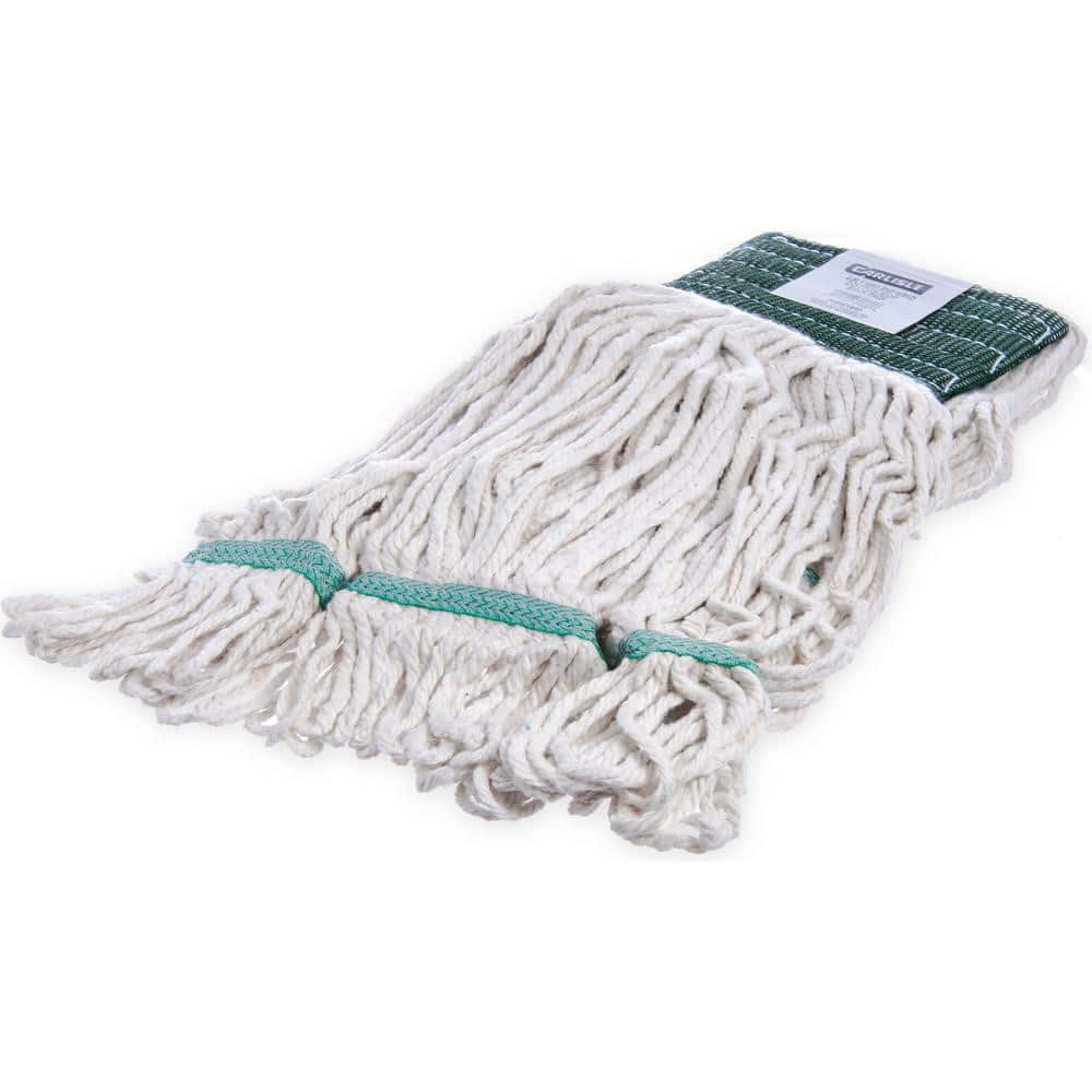 Wet Mop Loop: Clamp Jaw, Medium, White Mop, Cotton Green Headband, 4