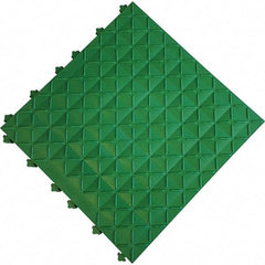 Ergo Advantage - 18" Long x 18" Wide x 1" Thick, Anti-Fatigue Modular Matting Anti-Fatigue Flooring - 2 Interlocking Sides, Green, For Dry Areas - Americas Industrial Supply