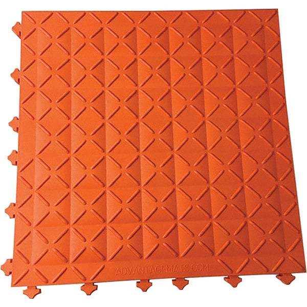 Ergo Advantage - 18" Long x 18" Wide x 1" Thick, Anti-Fatigue Modular Matting Anti-Fatigue Flooring - 2 Interlocking Sides, Orange, For Dry Areas - Americas Industrial Supply