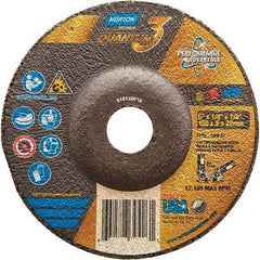 Norton - 24 Grit, 6" Wheel Diam, 1/8" Wheel Thickness, 7/8" Arbor Hole, Type 27 Depressed Center Wheel - Coarse Grade, Ceramic, Resinoid Bond, 10,185 Max RPM - Americas Industrial Supply