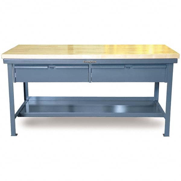 Strong Hold - Stationary Work Benches, Tables Type: Work Table with Drawer Top Material: 7 Gauge Steel - Americas Industrial Supply