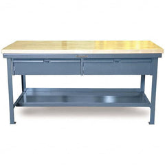 Strong Hold - Stationary Work Benches, Tables Type: Work Table with Drawer Top Material: 7 Gauge Steel - Americas Industrial Supply