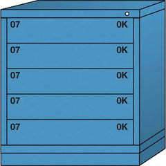 Lyon - 5 Drawer, Standard Bench Height - Multiple Drawer Access Cabinet - Steel, 30" Wide x 28-1/4" Deep x 33-1/4" High, Wedgewood Blue - Americas Industrial Supply