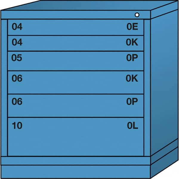 Lyon - 6 Drawer, Standard Bench Height - Single Drawer Access Cabinet - Steel, 30" Wide x 28-1/4" Deep x 33-1/4" High, Wedgewood Blue - Americas Industrial Supply
