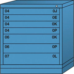 Lyon - 7 Drawer, Standard Bench Height - Single Drawer Access Cabinet - Steel, 30" Wide x 28-1/4" Deep x 33-1/4" High, Wedgewood Blue - Americas Industrial Supply