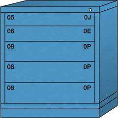 Lyon - 5 Drawer, Standard Bench Height - Single Drawer Access Cabinet - Steel, 30" Wide x 28-1/4" Deep x 33-1/4" High, Wedgewood Blue - Americas Industrial Supply