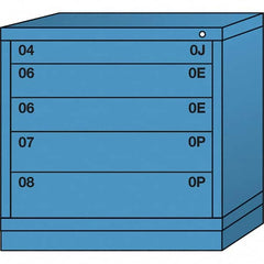 Lyon - 5 Drawer, Standard Table Height - Single Drawer Access Cabinet - Steel, 30" Wide x 28-1/4" Deep x 30-1/8" High, Wedgewood Blue - Americas Industrial Supply