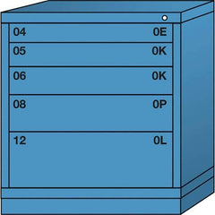 Lyon - 5 Drawer, Standard Bench Height - Single Drawer Access Cabinet - Steel, 30" Wide x 28-1/4" Deep x 33-1/4" High, Wedgewood Blue - Americas Industrial Supply