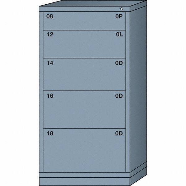 Lyon - 5 Drawer, Standard Eye-Level - Single Drawer Access Cabinet - Steel, 30" Wide x 28-1/4" Deep x 59-1/4" High, Dove Gray - Americas Industrial Supply