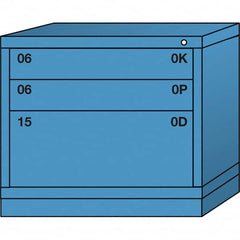 Lyon - 3 Drawer, Standard Desk Height - Multiple Drawer Access Cabinet - Steel, 30" Wide x 28-1/4" Deep x 26-7/8" High, Wedgewood Blue - Americas Industrial Supply