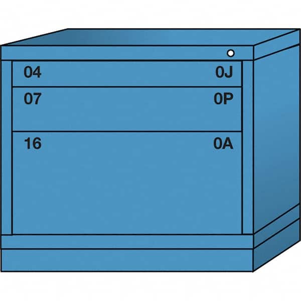 Lyon - 3 Drawer, Standard Desk Height - Single Drawer Access Cabinet - Steel, 30" Wide x 28-1/4" Deep x 26-7/8" High, Wedgewood Blue - Americas Industrial Supply