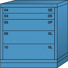Lyon - 5 Drawer, Standard Bench Height - Multiple Drawer Access Cabinet - Steel, 30" Wide x 28-1/4" Deep x 33-1/4" High, Wedgewood Blue - Americas Industrial Supply