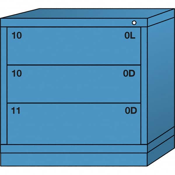 Lyon - 3 Drawer, Standard Table Height - Multiple Drawer Access Cabinet - Steel, 30" Wide x 28-1/4" Deep x 30-1/8" High, Wedgewood Blue - Americas Industrial Supply