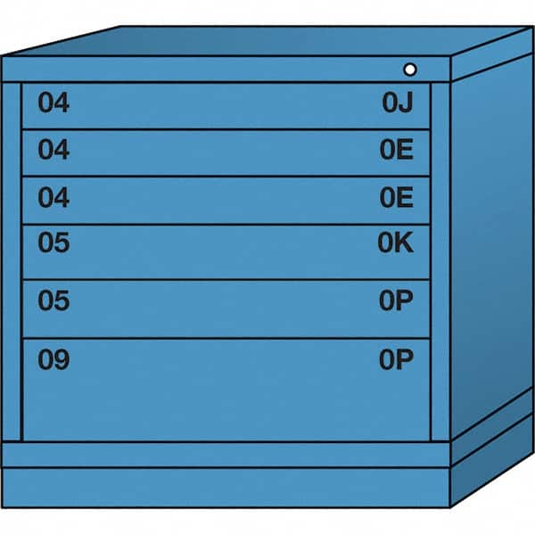Lyon - 6 Drawer, Standard Table Height - Single Drawer Access Cabinet - Steel, 30" Wide x 28-1/4" Deep x 30-1/8" High, Wedgewood Blue - Americas Industrial Supply