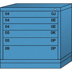 Lyon - 6 Drawer, Standard Table Height - Single Drawer Access Cabinet - Steel, 30" Wide x 28-1/4" Deep x 30-1/8" High, Wedgewood Blue - Americas Industrial Supply