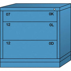 Lyon - 3 Drawer, Standard Table Height - Single Drawer Access Cabinet - Steel, 30" Wide x 28-1/4" Deep x 30-1/8" High, Wedgewood Blue - Americas Industrial Supply