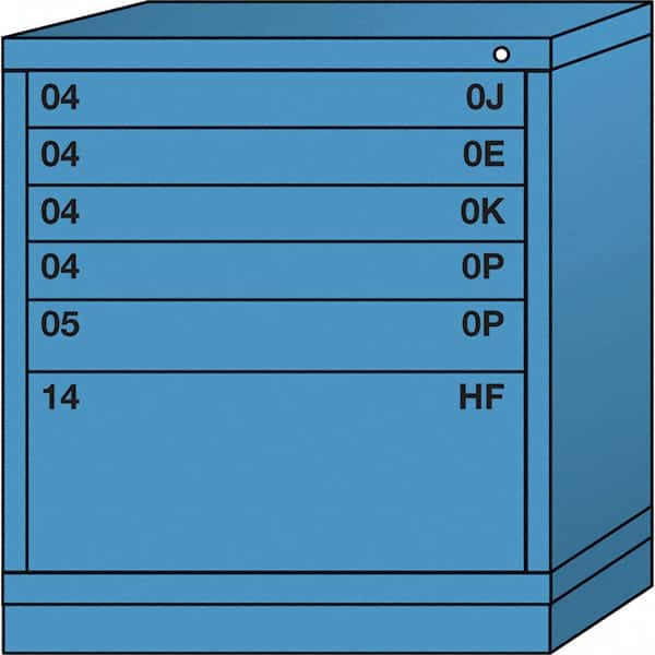 Lyon - 6 Drawer, Standard Bench Height - Single Drawer Access Cabinet - Steel, 30" Wide x 28-1/4" Deep x 33-1/4" High, Wedgewood Blue - Americas Industrial Supply