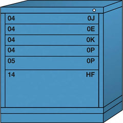 Lyon - 6 Drawer, Standard Bench Height - Single Drawer Access Cabinet - Steel, 30" Wide x 28-1/4" Deep x 33-1/4" High, Wedgewood Blue - Americas Industrial Supply