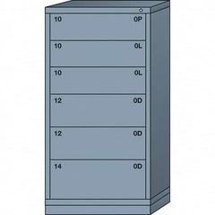 Lyon - 6 Drawer, Standard Eye-Level - Multiple Drawer Access Cabinet - Steel, 30" Wide x 28-1/4" Deep x 59-1/4" High, Dove Gray - Americas Industrial Supply