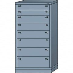 Lyon - 8 Drawer, Standard Eye-Level - Single Drawer Access Cabinet - Steel, 30" Wide x 28-1/4" Deep x 59-1/4" High, Dove Gray - Americas Industrial Supply