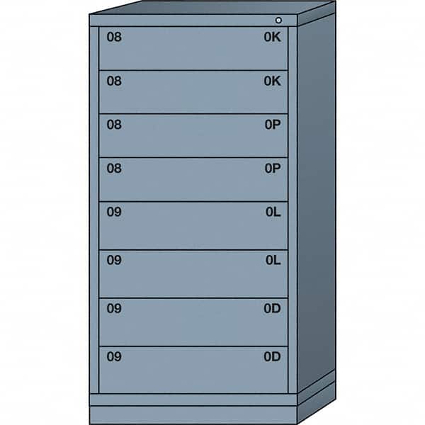 Lyon - 8 Drawer, Standard Eye-Level - Multiple Drawer Access Cabinet - Steel, 30" Wide x 28-1/4" Deep x 59-1/4" High, Dove Gray - Americas Industrial Supply