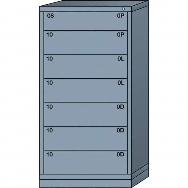 Lyon - 7 Drawer, Standard Eye-Level - Single Drawer Access Cabinet - Steel, 30" Wide x 28-1/4" Deep x 59-1/4" High, Dove Gray - Americas Industrial Supply