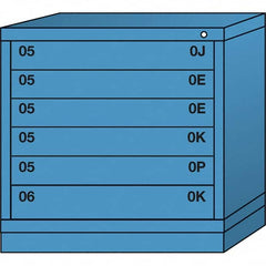 Lyon - 6 Drawer, Standard Table Height - Single Drawer Access Cabinet - Steel, 30" Wide x 28-1/4" Deep x 30-1/8" High, Wedgewood Blue - Americas Industrial Supply