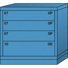 Lyon - 4 Drawer, Standard Table Height - Multiple Drawer Access Cabinet - Steel, 30" Wide x 28-1/4" Deep x 30-1/8" High, Wedgewood Blue - Americas Industrial Supply