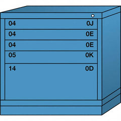 Lyon - 5 Drawer, Standard Table Height - Single Drawer Access Cabinet - Steel, 30" Wide x 28-1/4" Deep x 30-1/8" High, Wedgewood Blue - Americas Industrial Supply