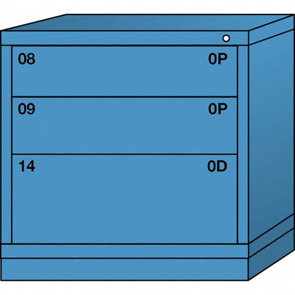 Lyon - 3 Drawer, Standard Table Height - Multiple Drawer Access Cabinet - Steel, 30" Wide x 28-1/4" Deep x 30-1/8" High, Wedgewood Blue - Americas Industrial Supply