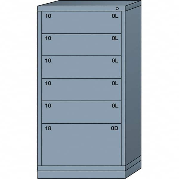 Lyon - 6 Drawer, Standard Eye-Level - Multiple Drawer Access Cabinet - Steel, 30" Wide x 28-1/4" Deep x 59-1/4" High, Dove Gray - Americas Industrial Supply