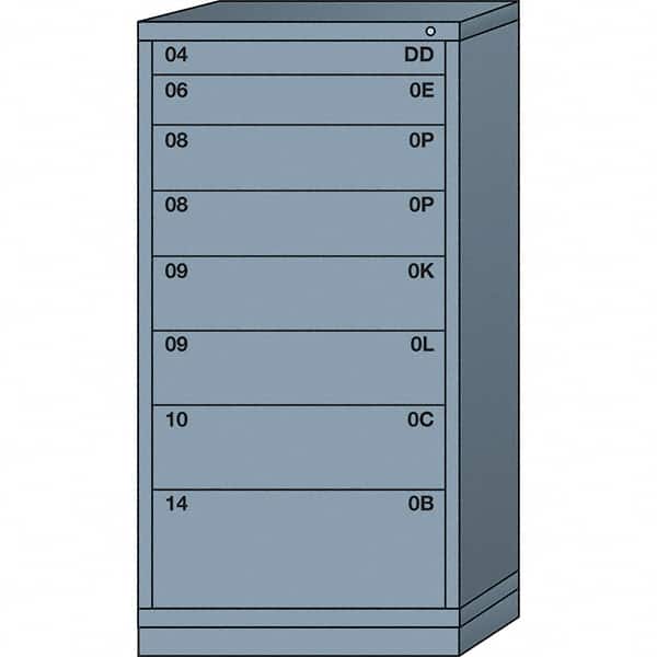 Lyon - 8 Drawer, Standard Eye-Level - Single Drawer Access Cabinet - Steel, 30" Wide x 28-1/4" Deep x 59-1/4" High, Dove Gray - Americas Industrial Supply