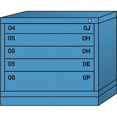 Lyon - 5 Drawer, Standard Desk Height - Single Drawer Access Cabinet - Steel, 30" Wide x 28-1/4" Deep x 26-7/8" High, Wedgewood Blue - Americas Industrial Supply