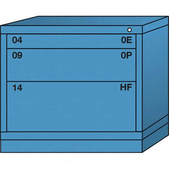 Lyon - 3 Drawer, Standard Desk Height - Single Drawer Access Cabinet - Steel, 30" Wide x 28-1/4" Deep x 26-7/8" High, Wedgewood Blue - Americas Industrial Supply