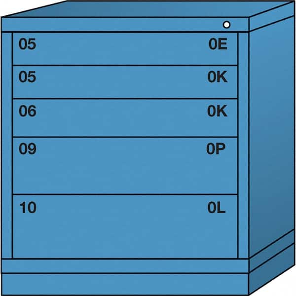 Lyon - 5 Drawer, Standard Bench Height - Single Drawer Access Cabinet - Steel, 30" Wide x 28-1/4" Deep x 33-1/4" High, Wedgewood Blue - Americas Industrial Supply