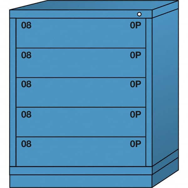 Lyon - 5 Drawer, Standard Mid-Range - Multiple Drawer Access Cabinet - Steel, 30" Wide x 28-1/4" Deep x 37-15/79" High, Wedgewood Blue - Americas Industrial Supply